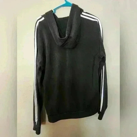 Adidas black hoodie white stripes Men's M - Picture 3 of 3